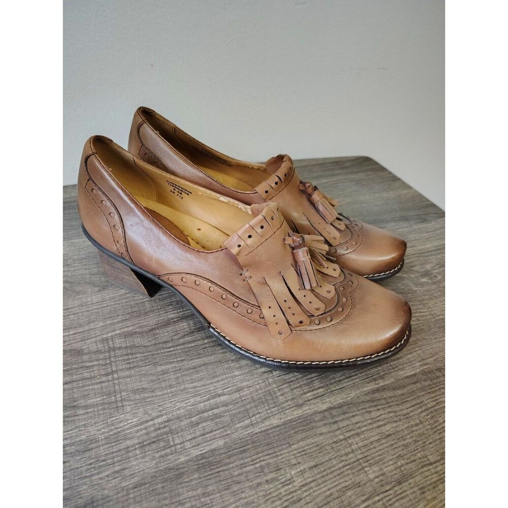Earth Sundowner Cinnamon Leather Kiltie Tassel Block Heel Dress Shoes 9.5B - Picture 2 of 10